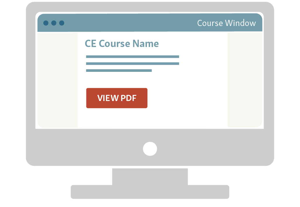 Simplified view of Course window with VIEW PDF button