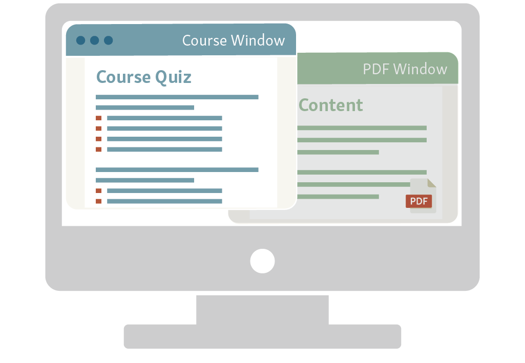 Simplified view of online course quiz